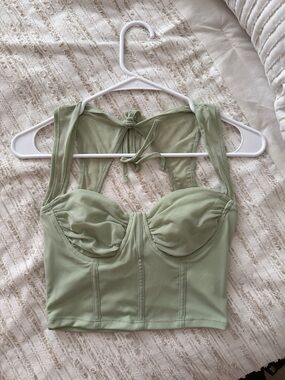 Sage Green Bustier Crop Top